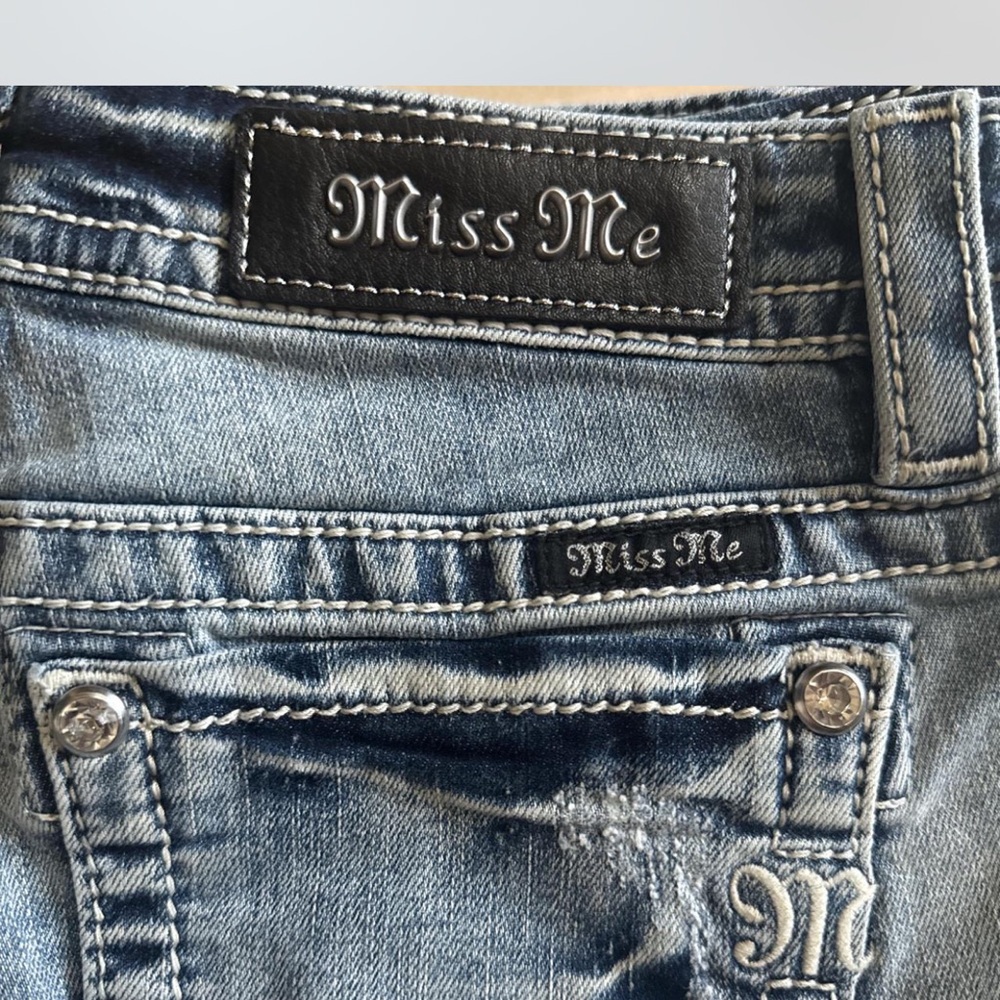 Miss Me Blue Distressed Shorts